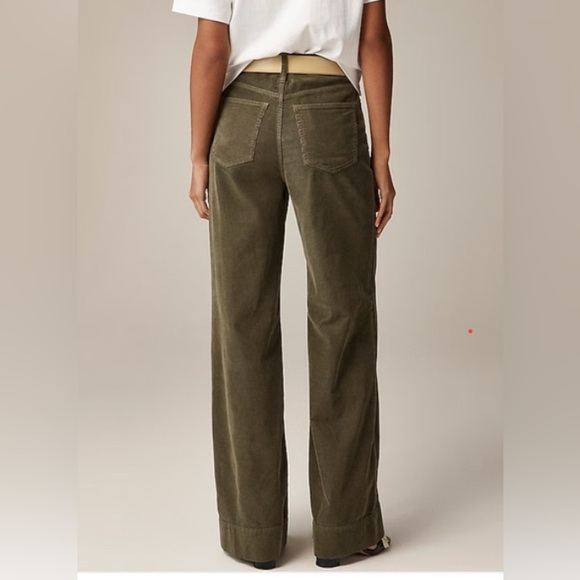 J Crew Wide Leg Corduroy Trousers Pants Rich Olive Size 31 - Picture 5 of 12